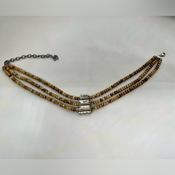 Caroyln Pollack Relios 925 Jasper Pendant & 3 Strand Beaded Necklace/Choker - Picture 5 of 8
